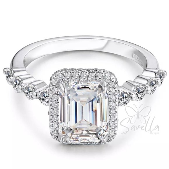 3.0ct 925 Silver Certified Moissanite “MILAN” Ring 18K Gold Plated - Picture 2 of 13